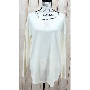 Soft Surroundings Trieste Sweater Medium Ecru Button‎ Back Tunic Pullover NWT